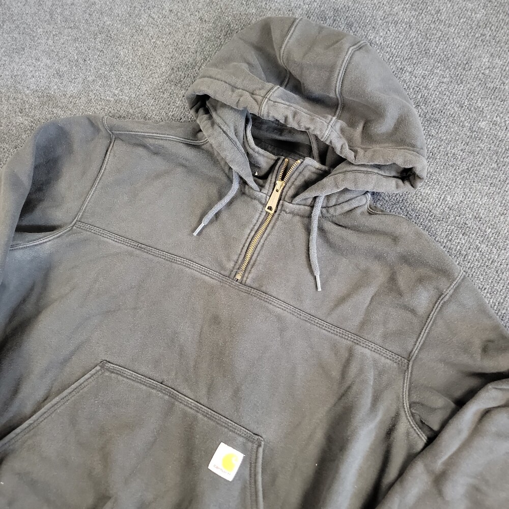 Carhartt Rain Defender Paxton Hoodie Mens Large Black Heavyweight Quarter Zip